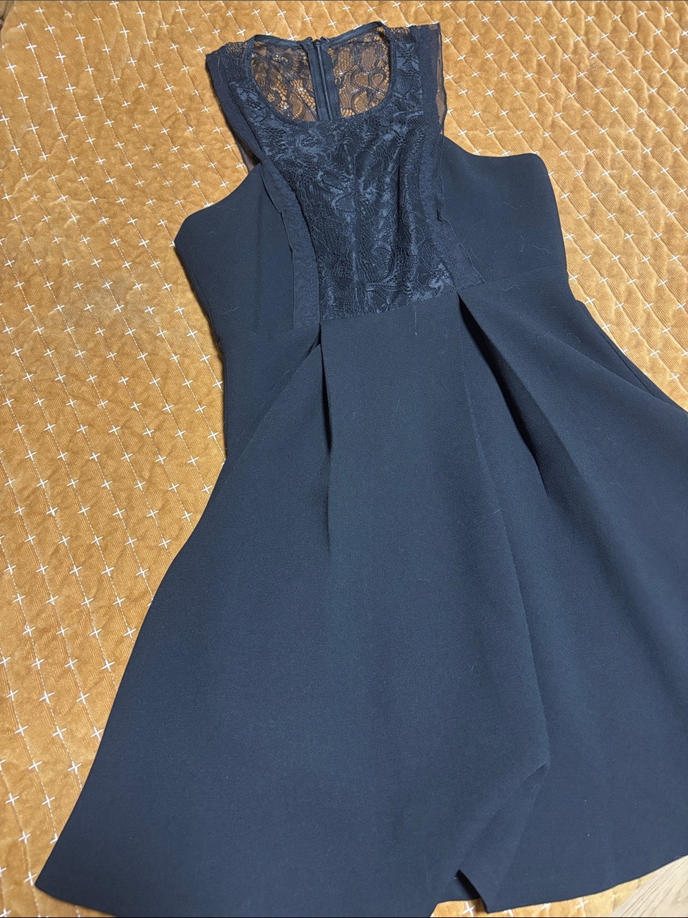 BCBG Black Lace-Yoke A-Line Mini Dress
